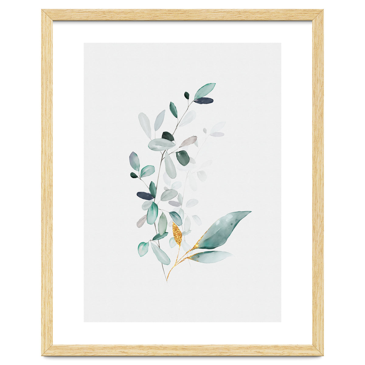 Modern Botanical Gold & Sage Study 01