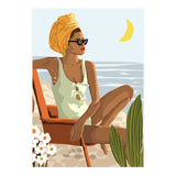 Moon Child, Beach Vacation, Black Woman Illustration Travel Ocean, Tropical Bohemian Fashion (Print Only) thumbnail
