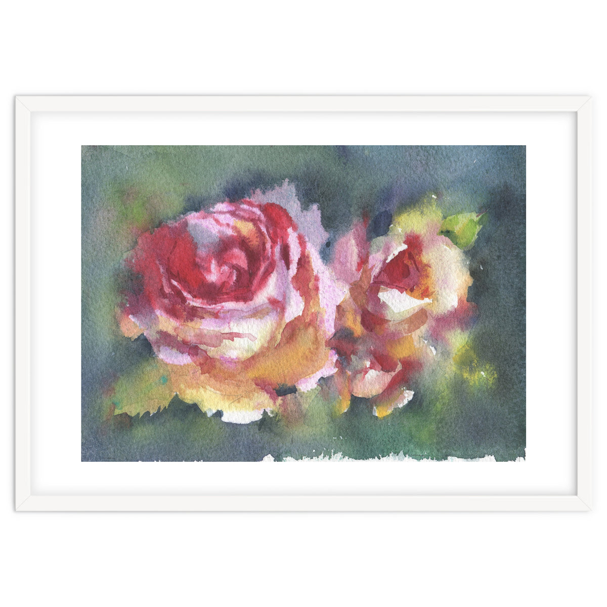 Wildflowers rose watercolor painting