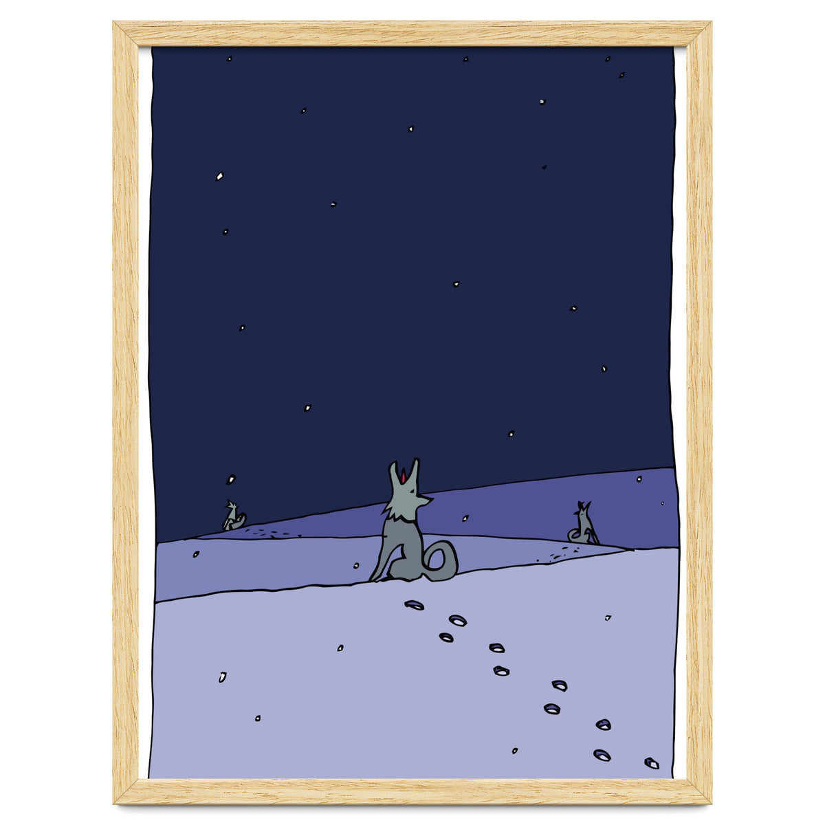 Dogs in Winter Night