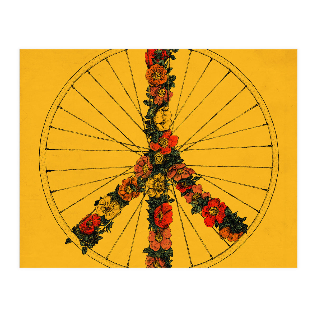 Peace And Bike Yellow (Print Only)