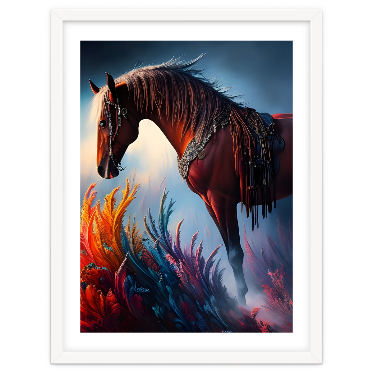 Elegant Prismatic Arabian Horse Digital Art