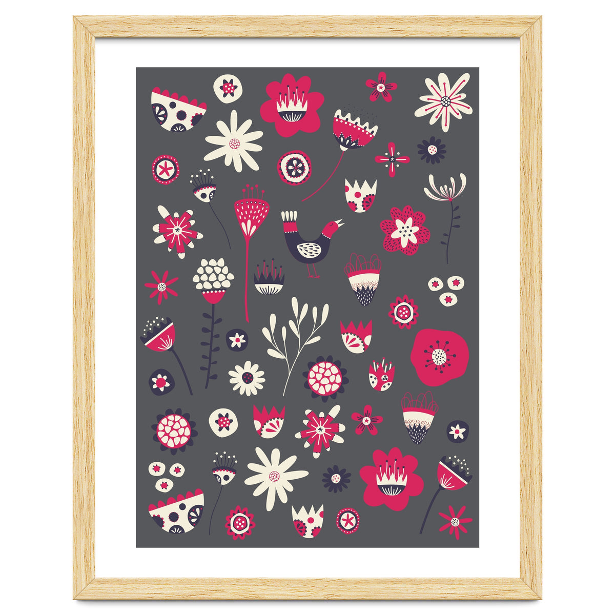 Spring Folk Floral Grey