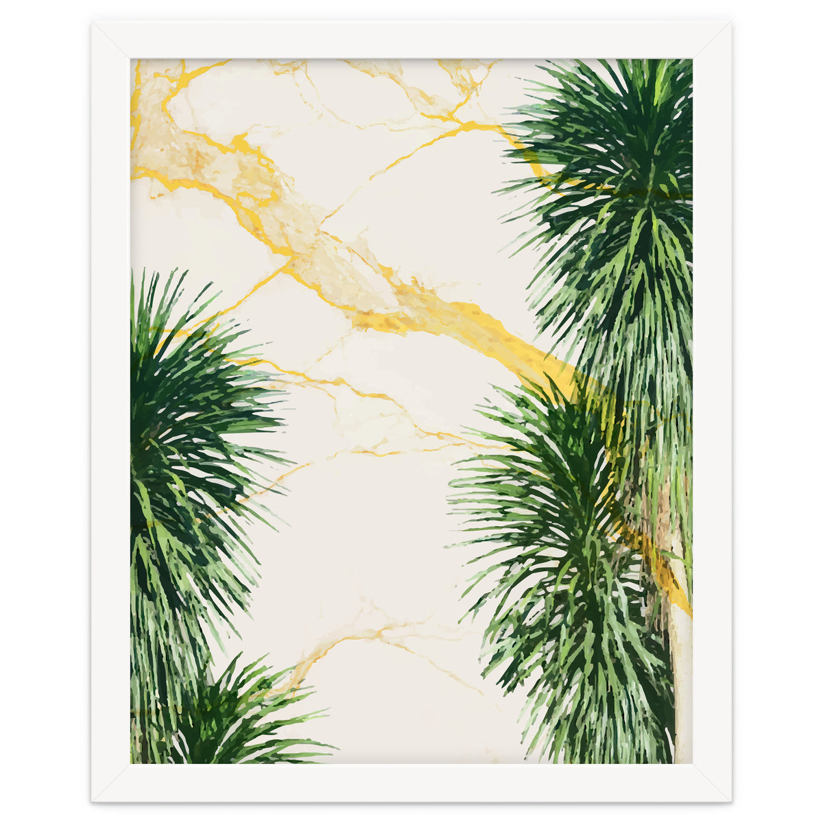 Gold marble texture with palm tree