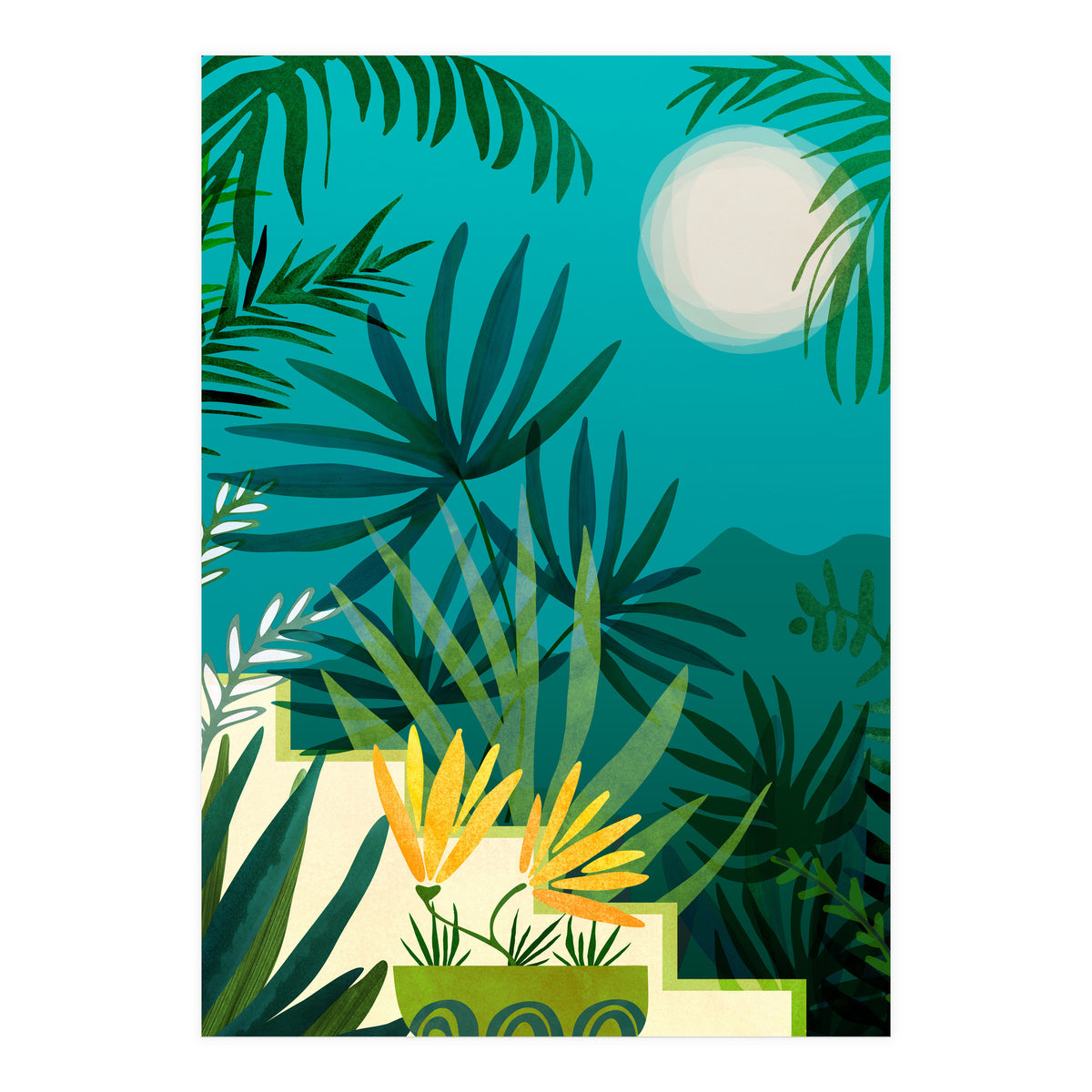 Rainforest With Moonlight (Print Only)