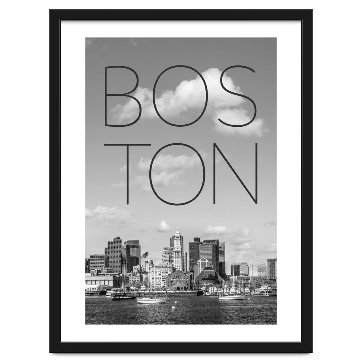 BOSTON Skyline North End & Financial District | Text & Skyline