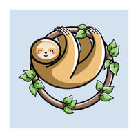 Kawaii Cute Sloth Circle (Print Only)