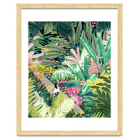 Bohemian Jungle, Tropical Botanical Nature Illustration, Forest Solo Travel Plants Painting