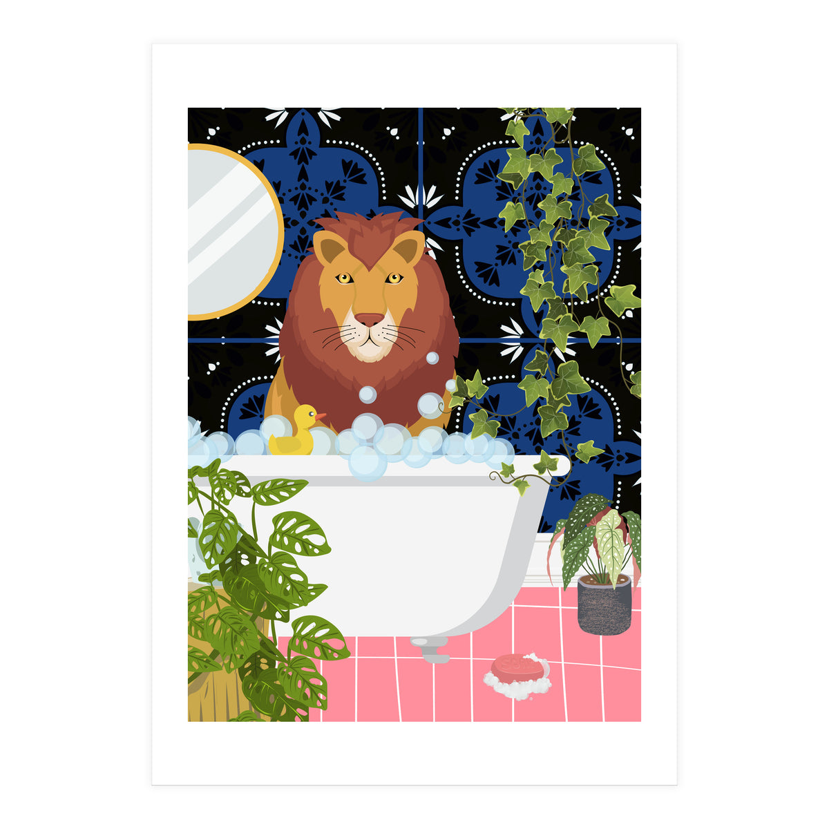 Lion in Moroccan Style Bathroom (Print Only)