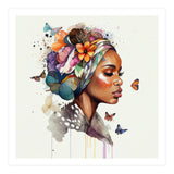 Watercolor Floral Muslim African Woman #3 (Print Only) thumbnail