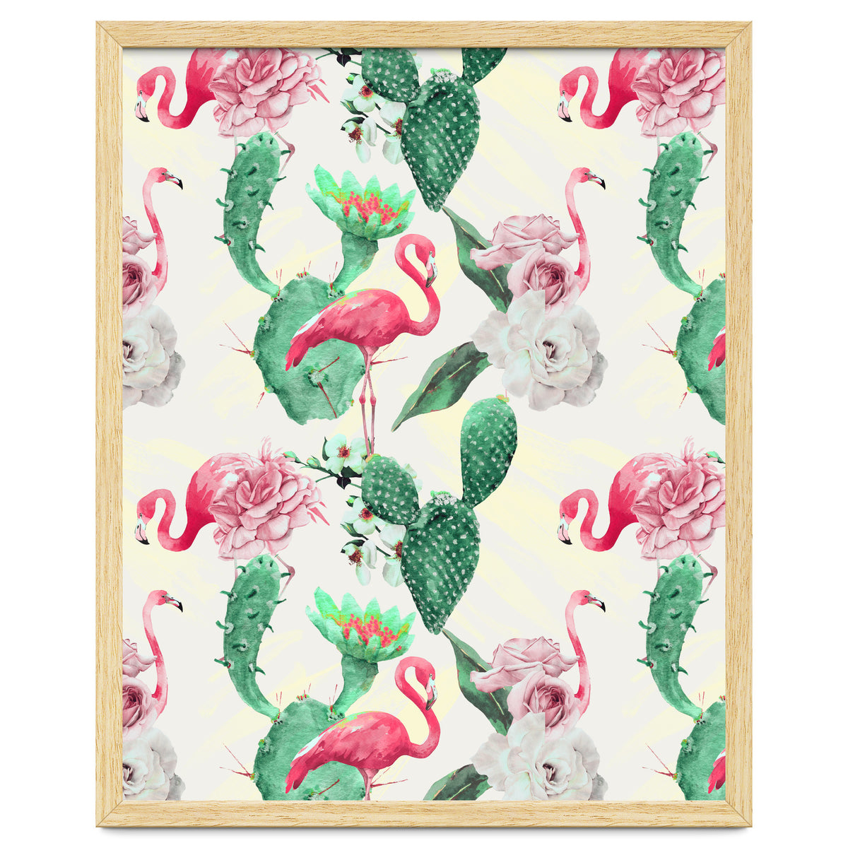 Flamingos, geometric and flowers