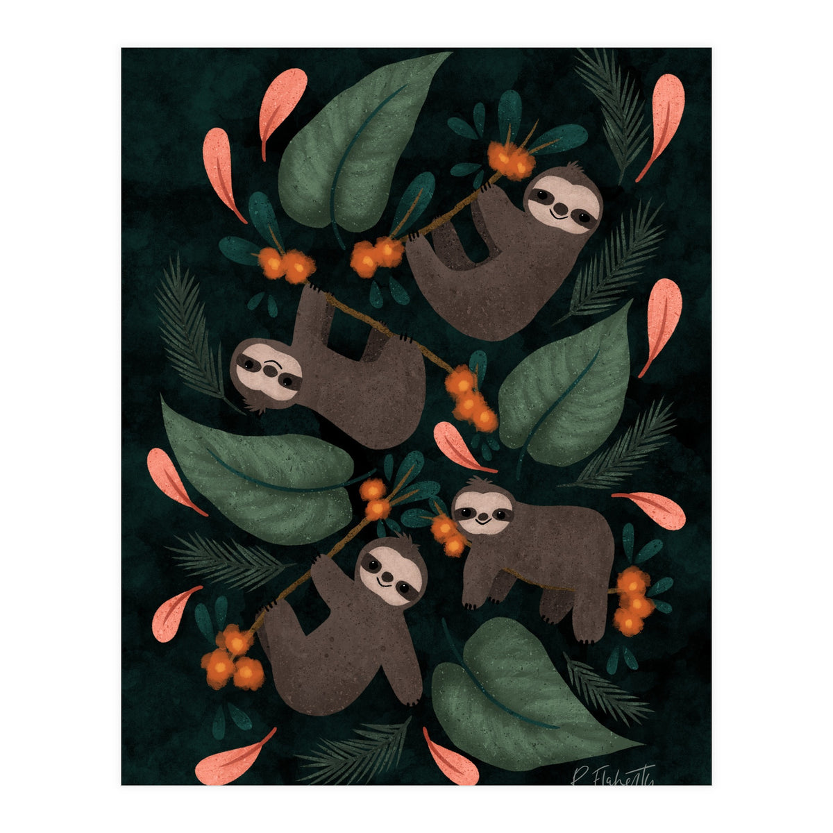 Floral Sloths (Print Only)