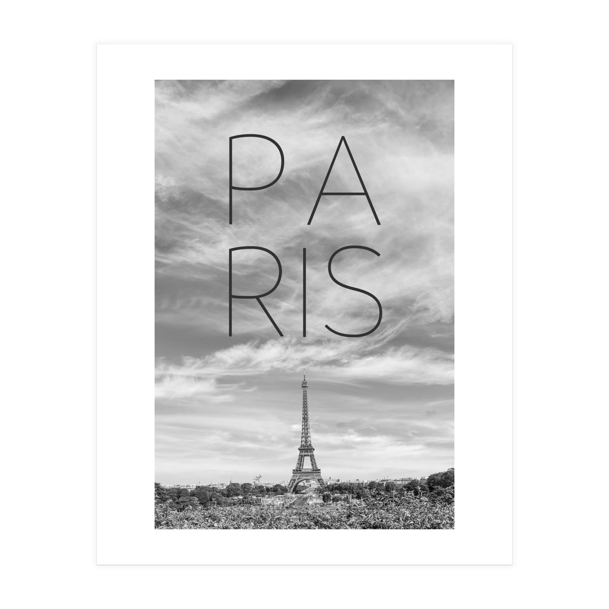 PARIS Eiffel Tower | Text & Skyline (Print Only)