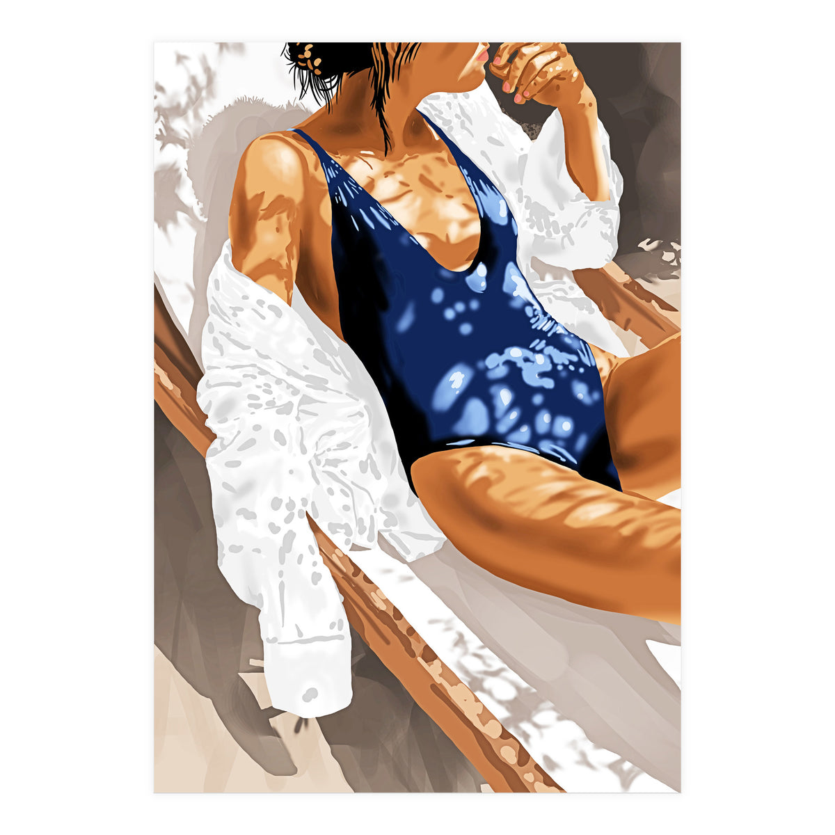 Girls Just Wanna Have Sun Painting, Woman Fashion Swim Beach Vacation Travel Summer Illustration (Print Only)