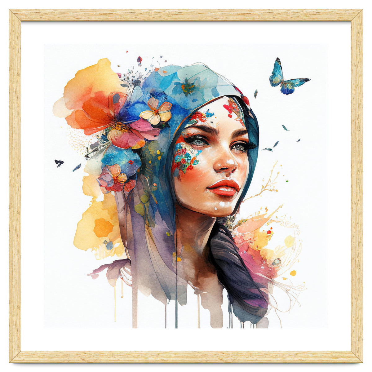 Watercolor Floral Arabian Woman #6