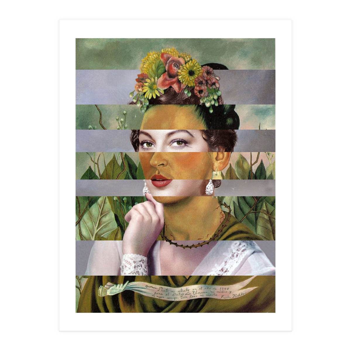 Frida Kahlos Self Portrait With (Print Only)
