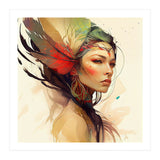 Watercolor Floral Indian Native Woman #14 (Print Only) thumbnail