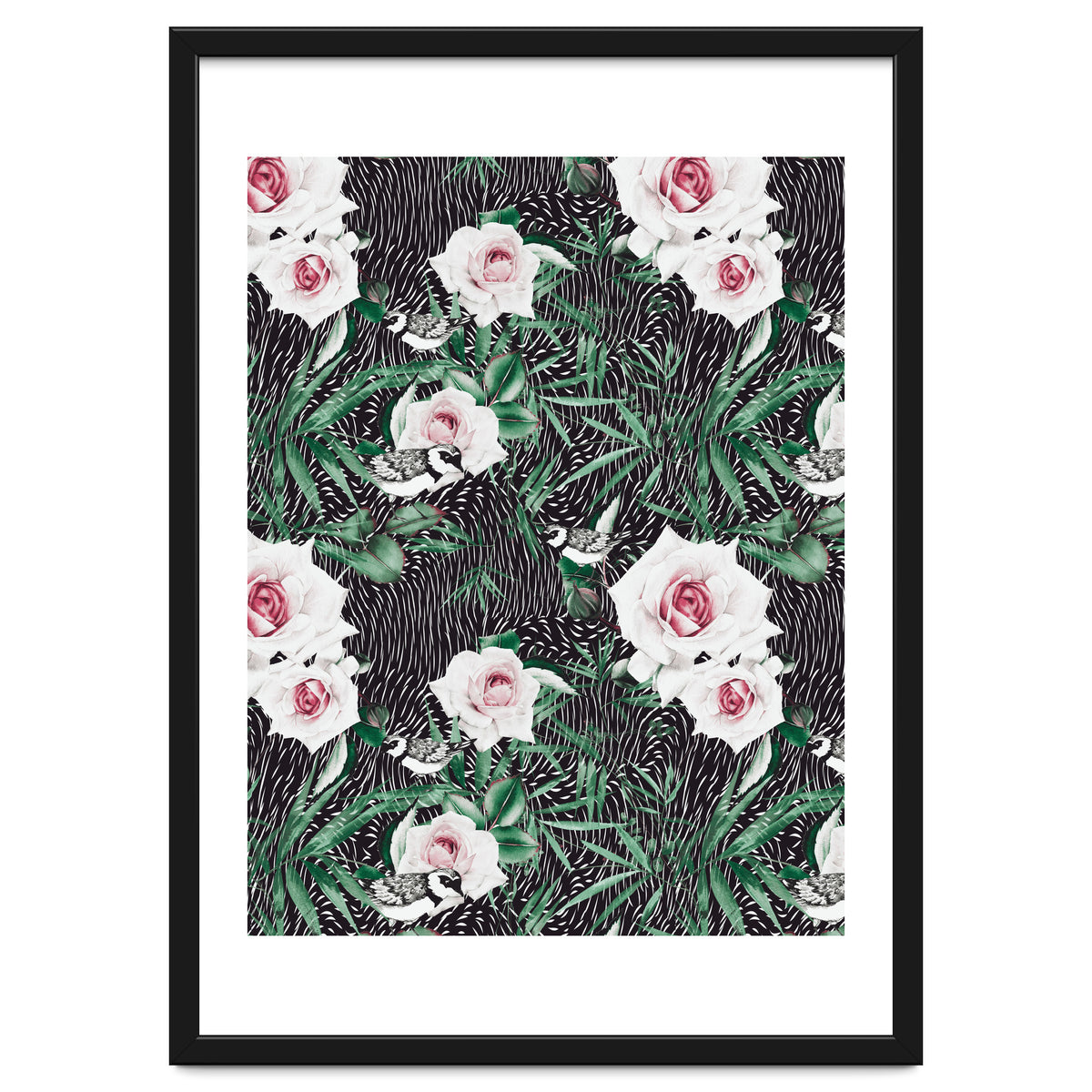 Dark flowery abstract of birds