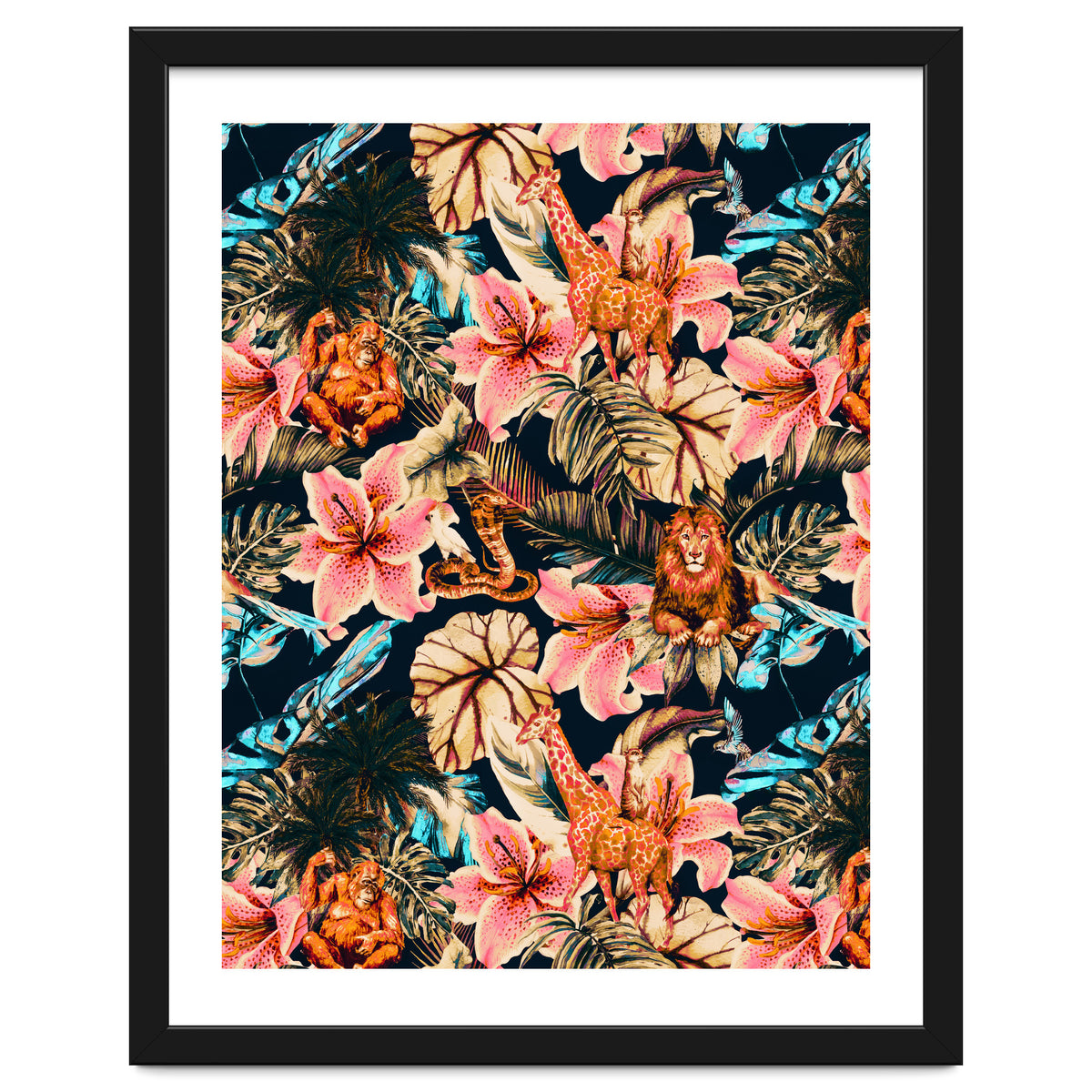 Wild animals in the dark of the jungle 02