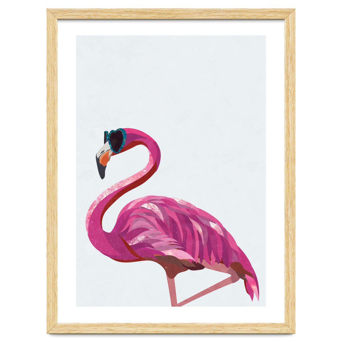Flamingo Portrait Wearing Sunglasses
