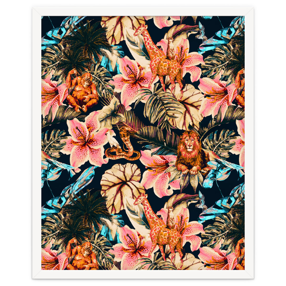 Wild animals in the dark of the jungle 02