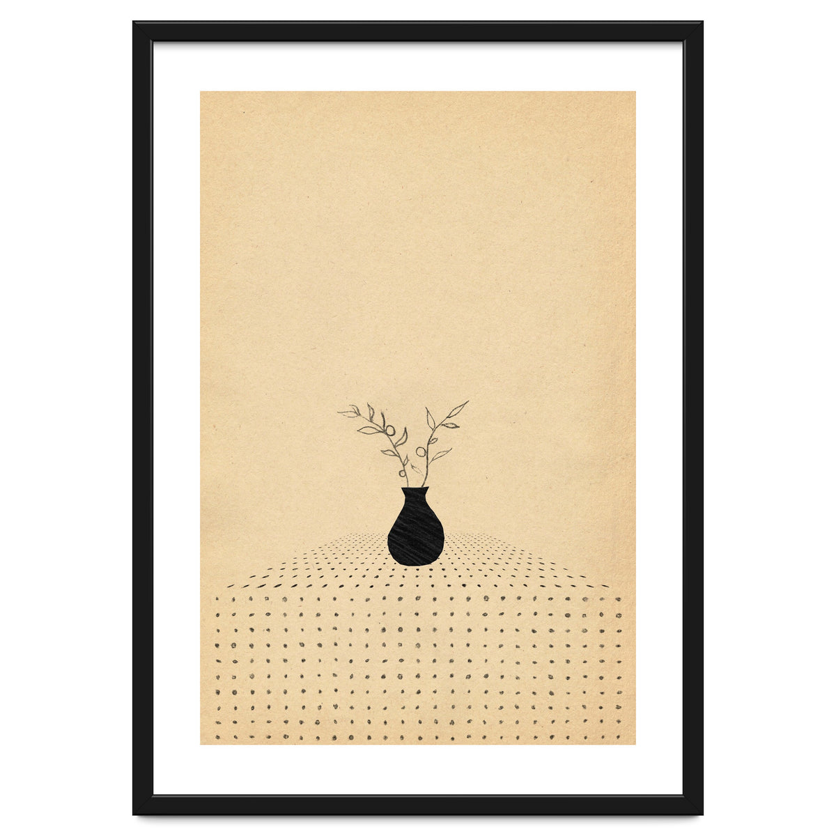 Abstract still life, vase and plants