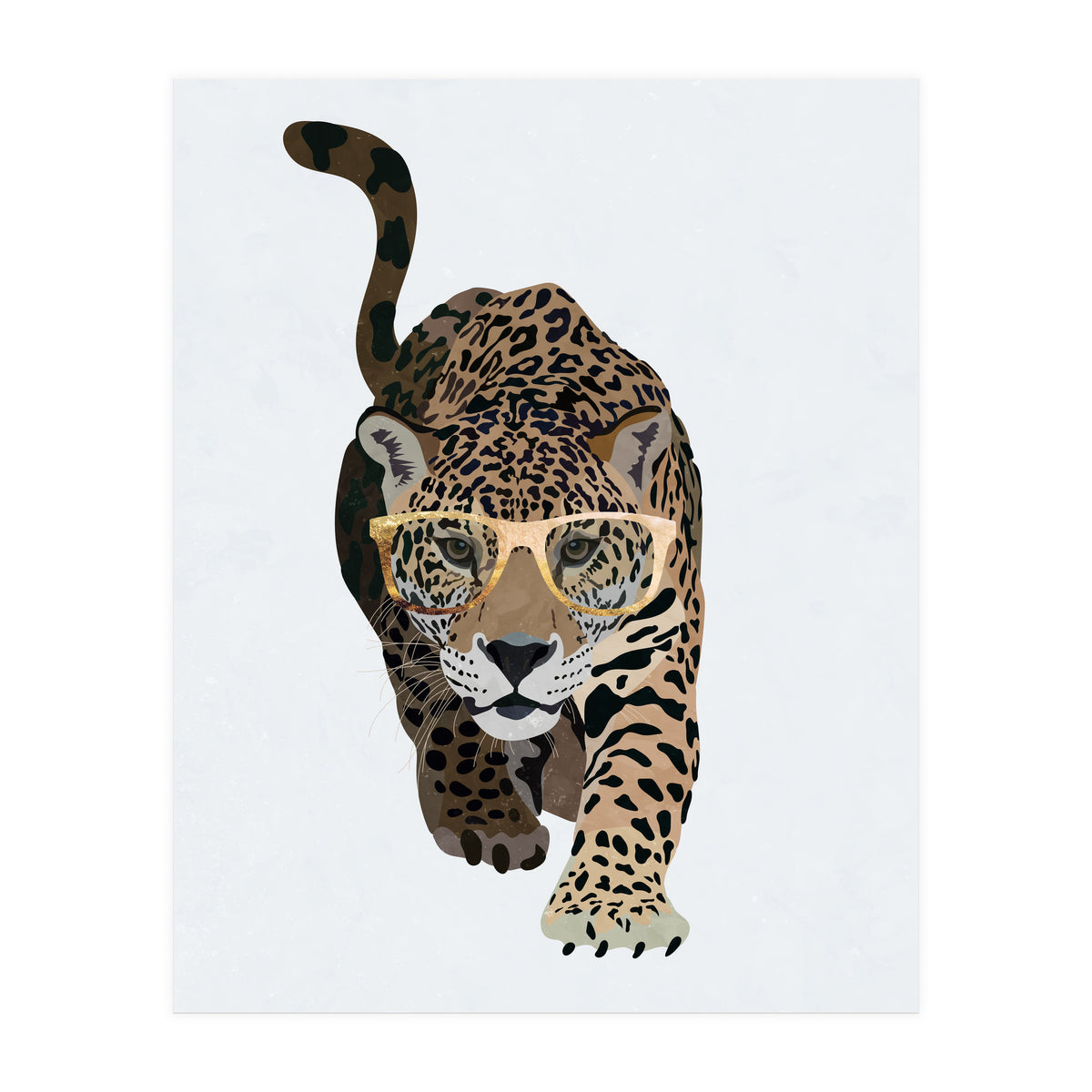 Catwalk Jaguar Wearing Gold Glasses (Print Only)