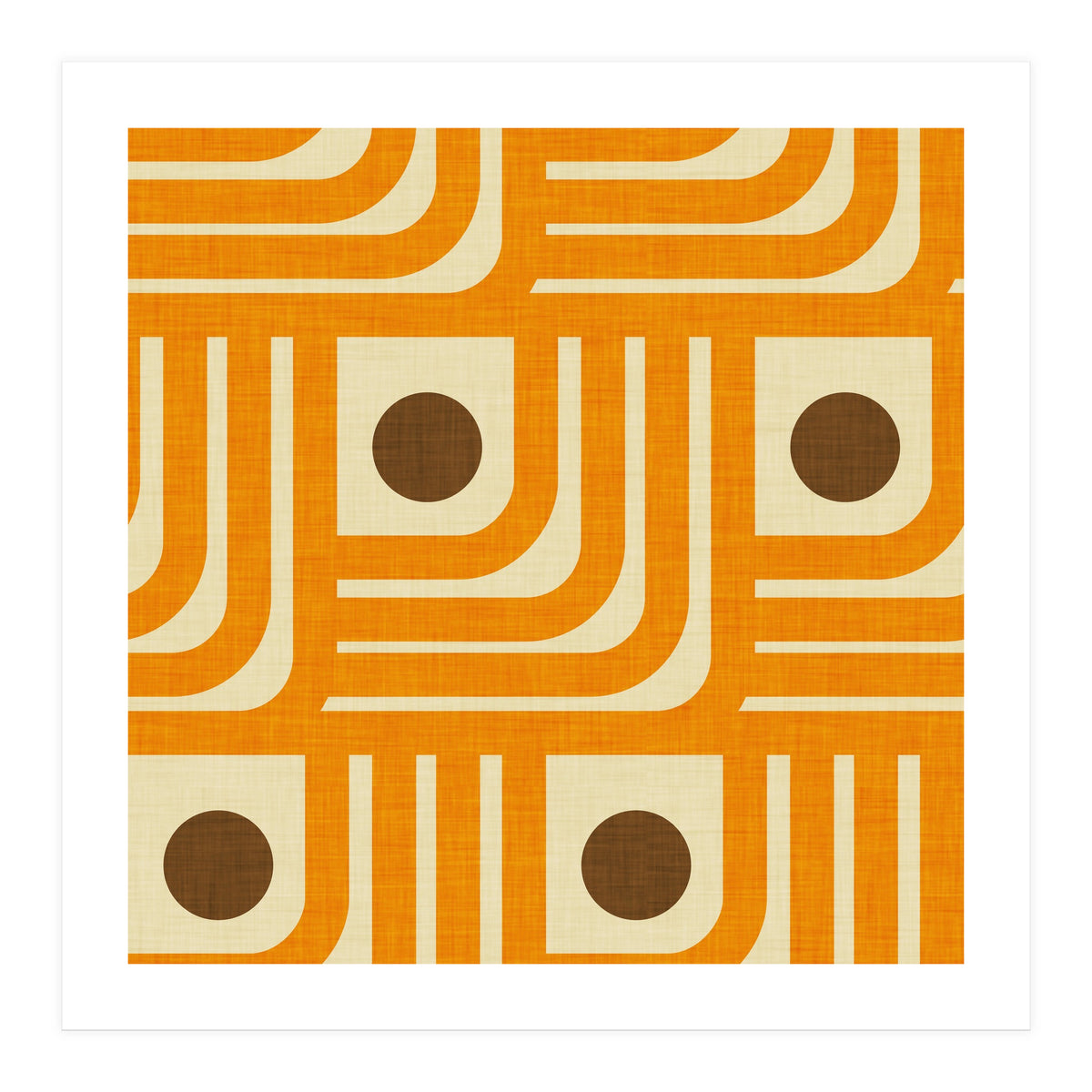 70s Curve Lines Orange Brown  (Print Only)