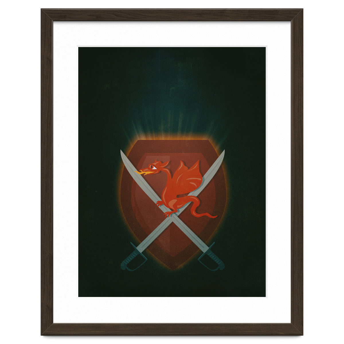 Heraldic dragon and cutlasses