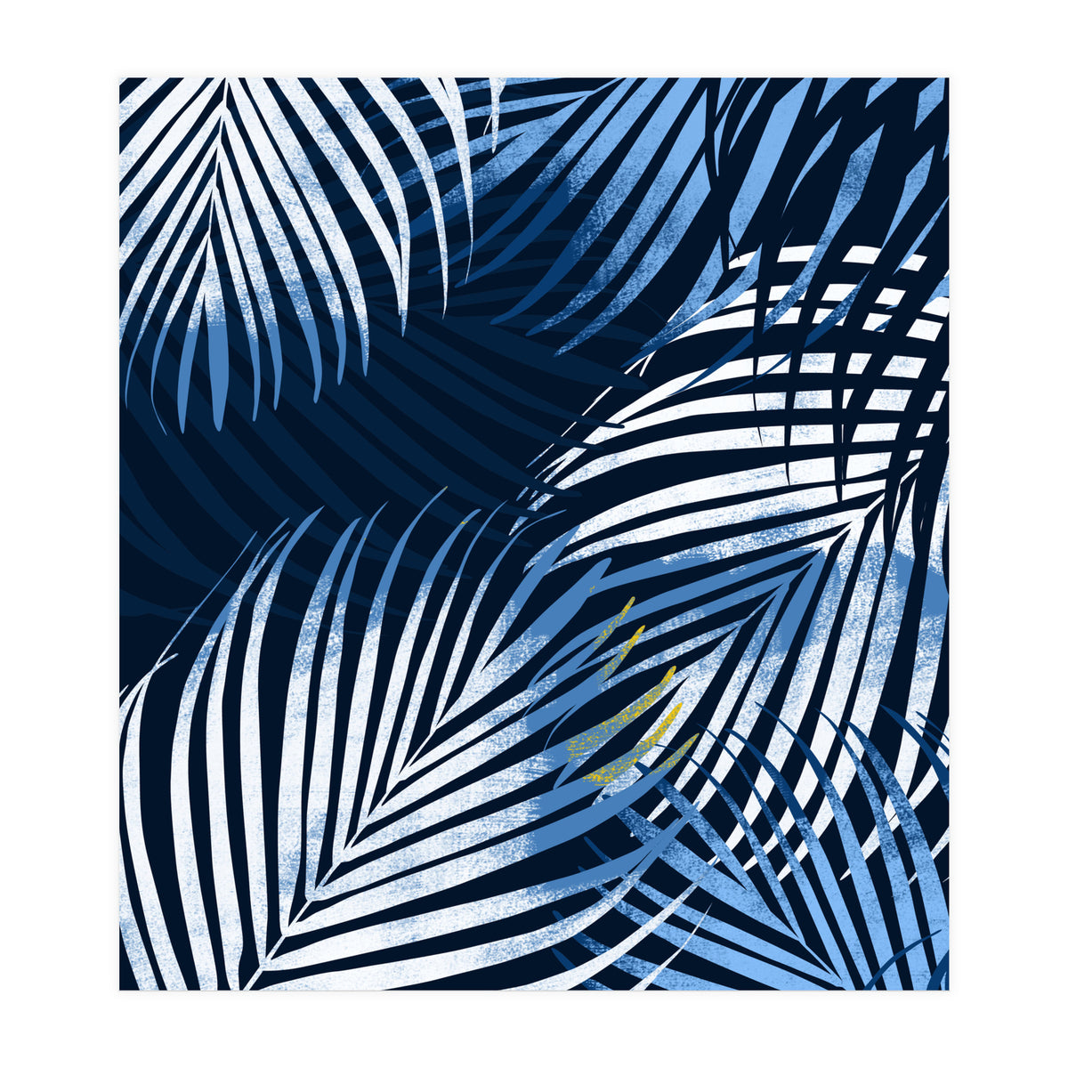 Palm Leaves Blue  (Print Only)