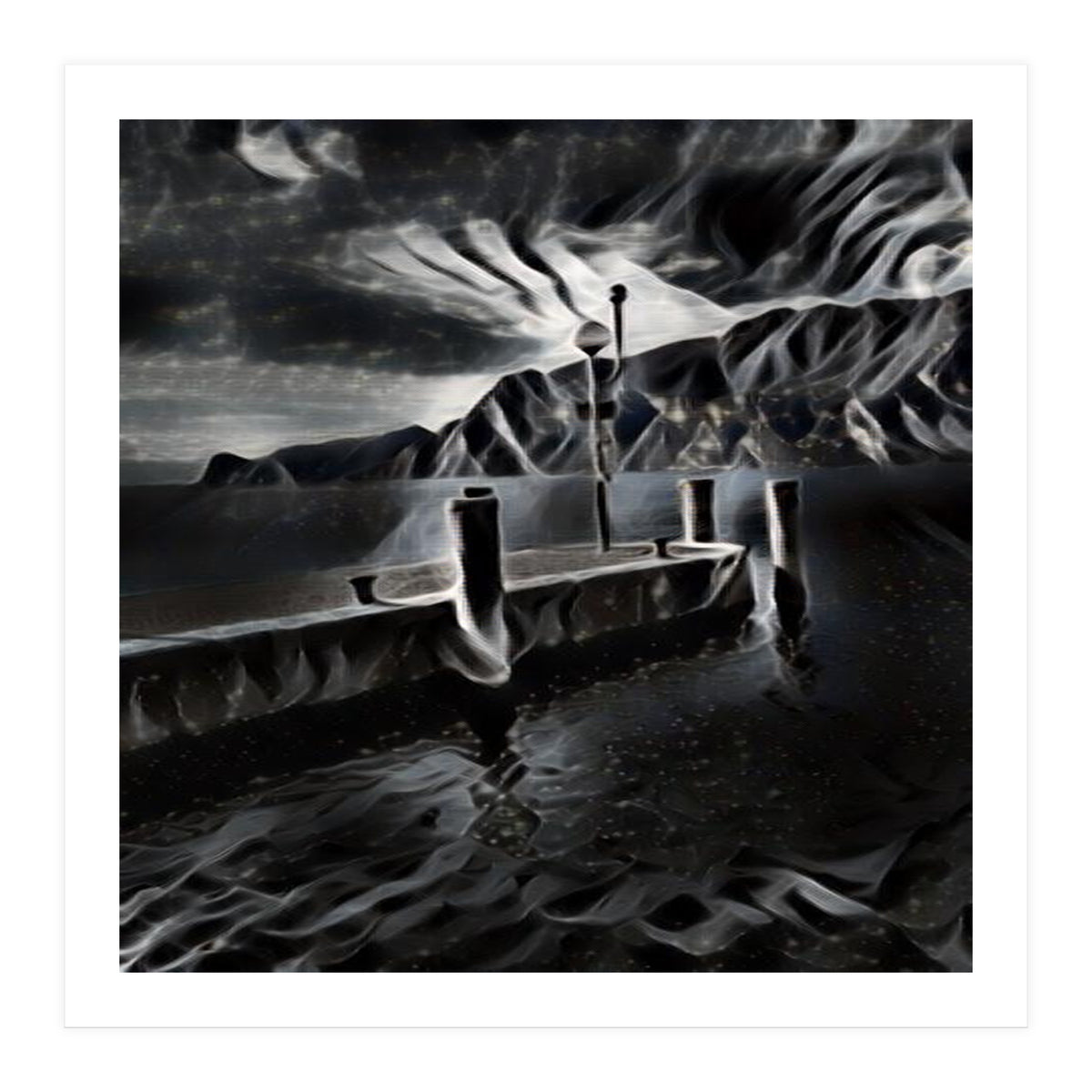 Pier at a smokey night. (Print Only)