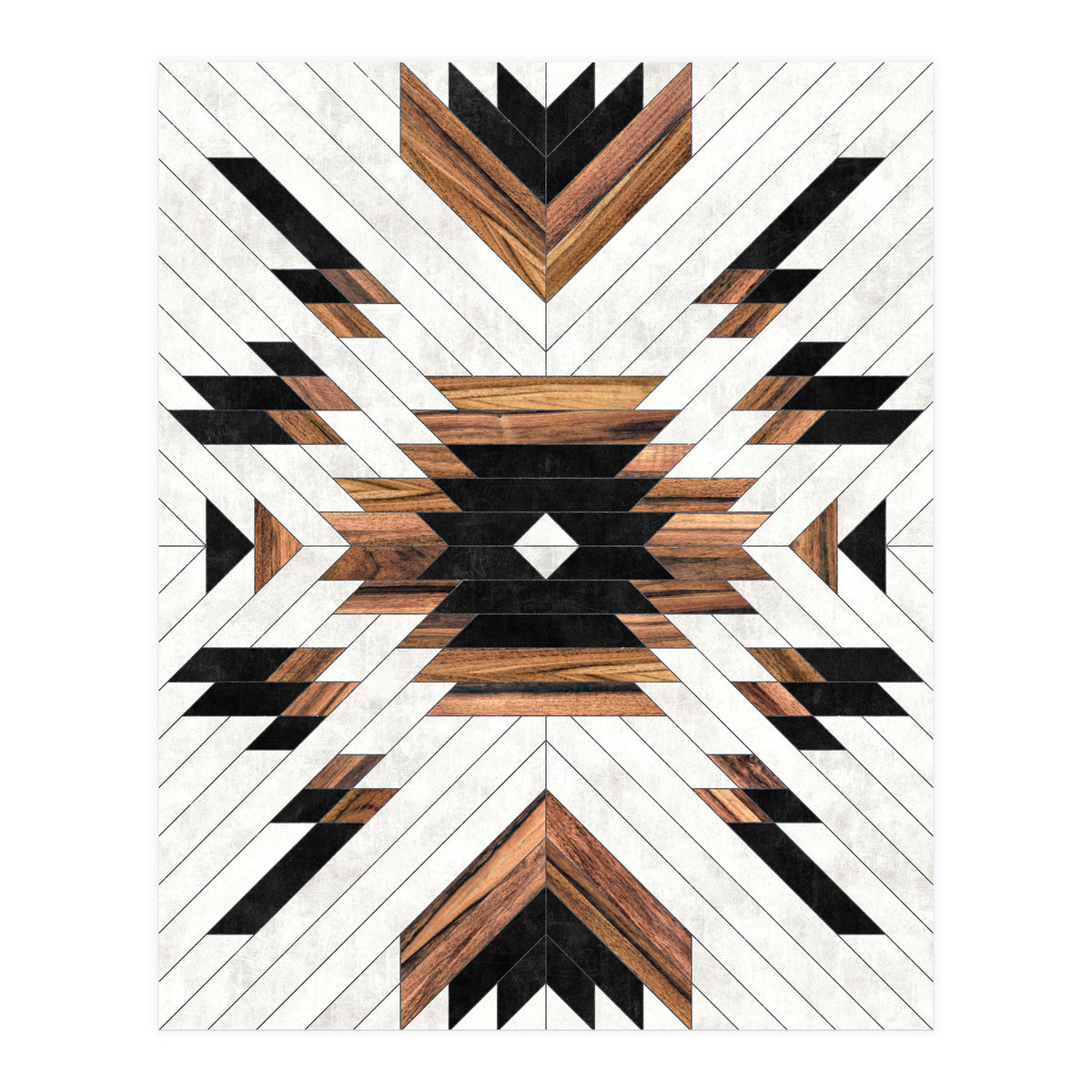 Urban Tribal Pattern No.5 - Aztec - Concrete and Wood (Print Only)