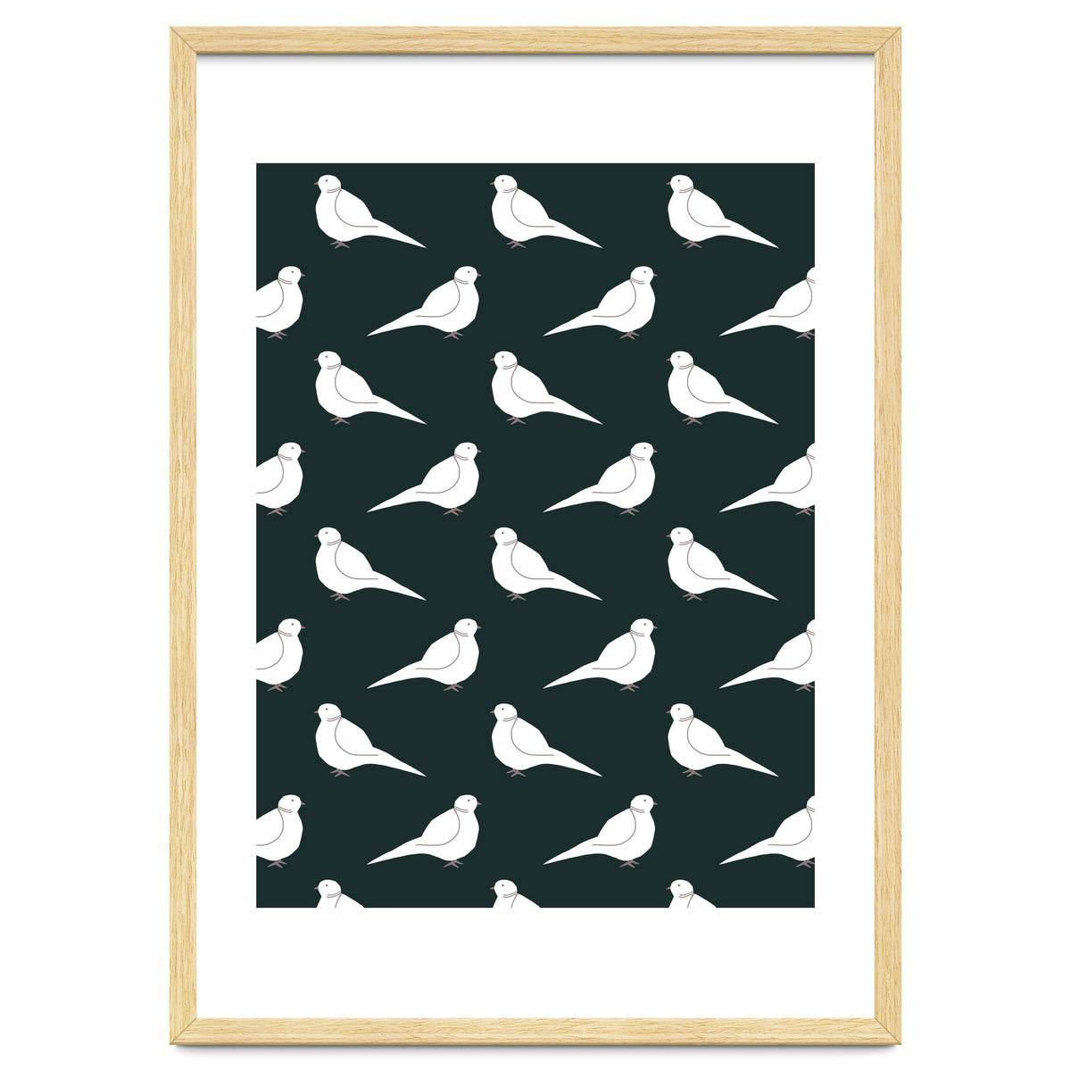 White Bird Pattern On Black