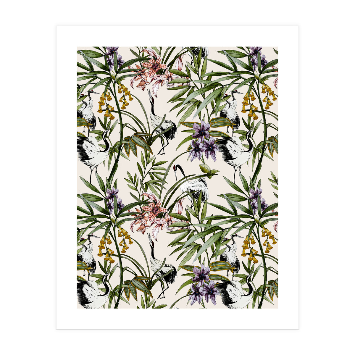 Asian crane pattern - 02 (Print Only)