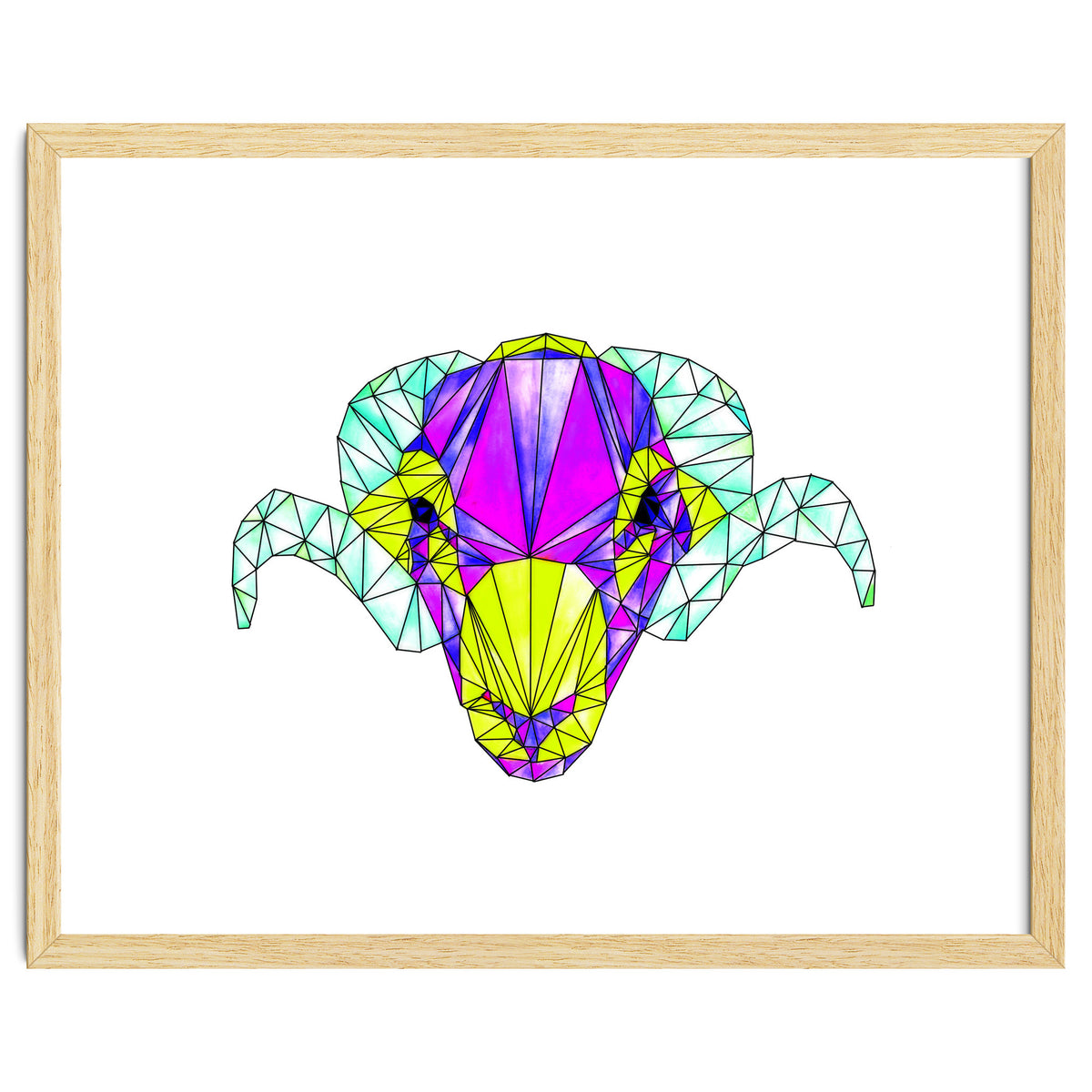 Colourful Geometric Swaledale Sheep Tup with Black Lines