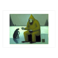 Yeti Ice Fishing With His Dog (Print Only)