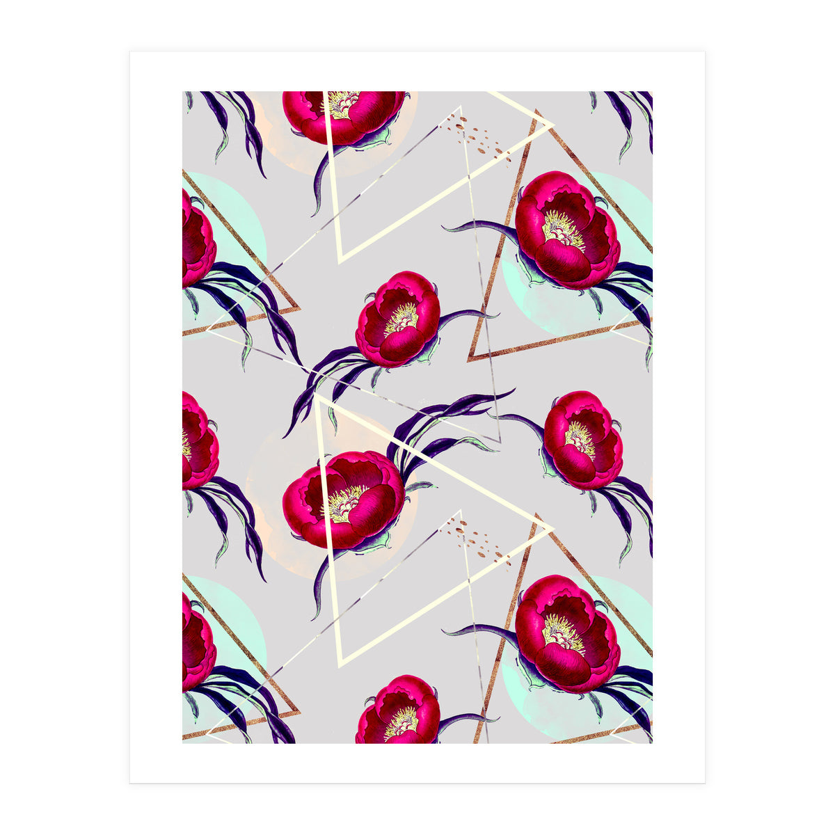 Flowery blooming with geometric II  (Print Only)