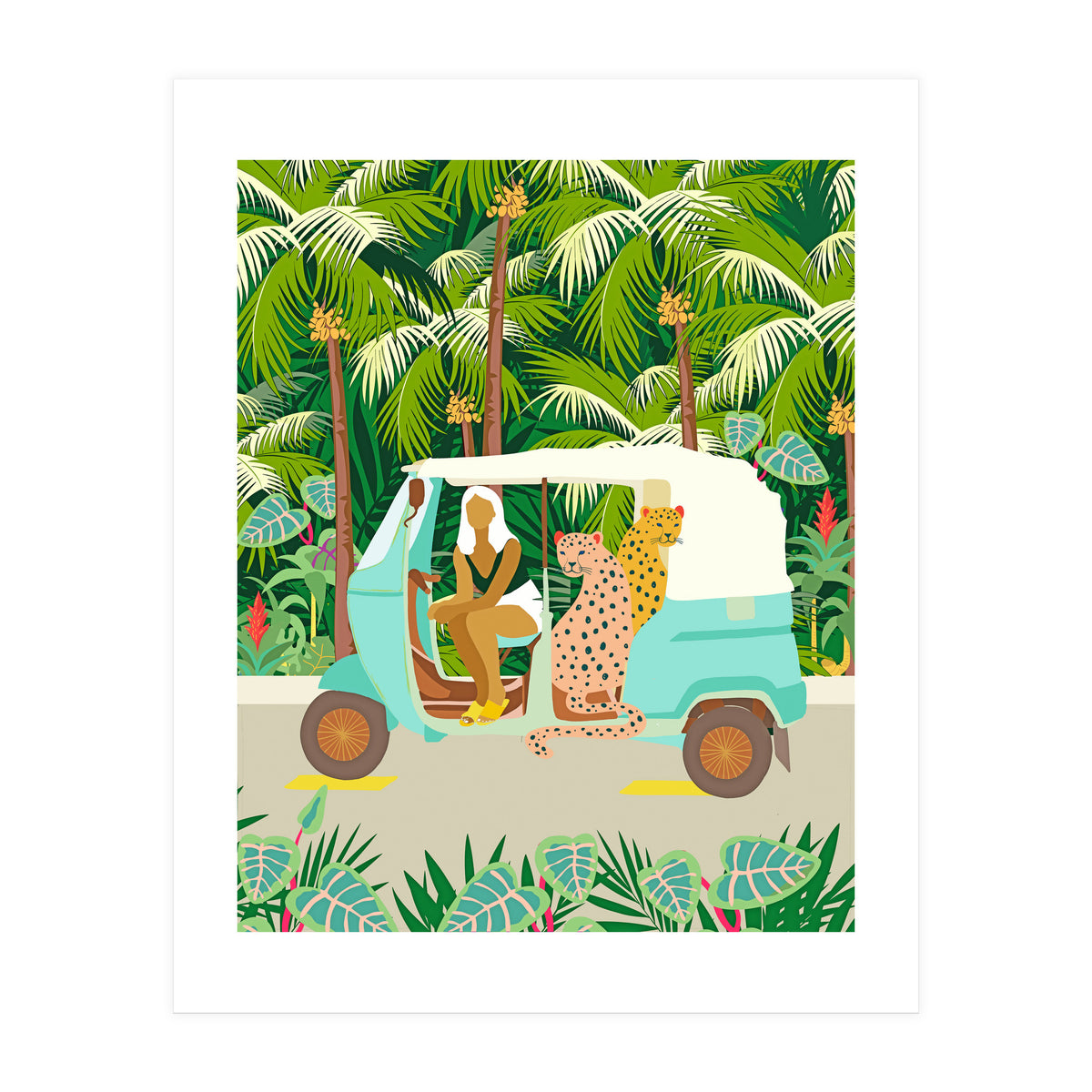 Rikshaw ride with Javan leopards in Bali | Tropical Nature Jungle Bohemian Wildlife Travel (Print Only)