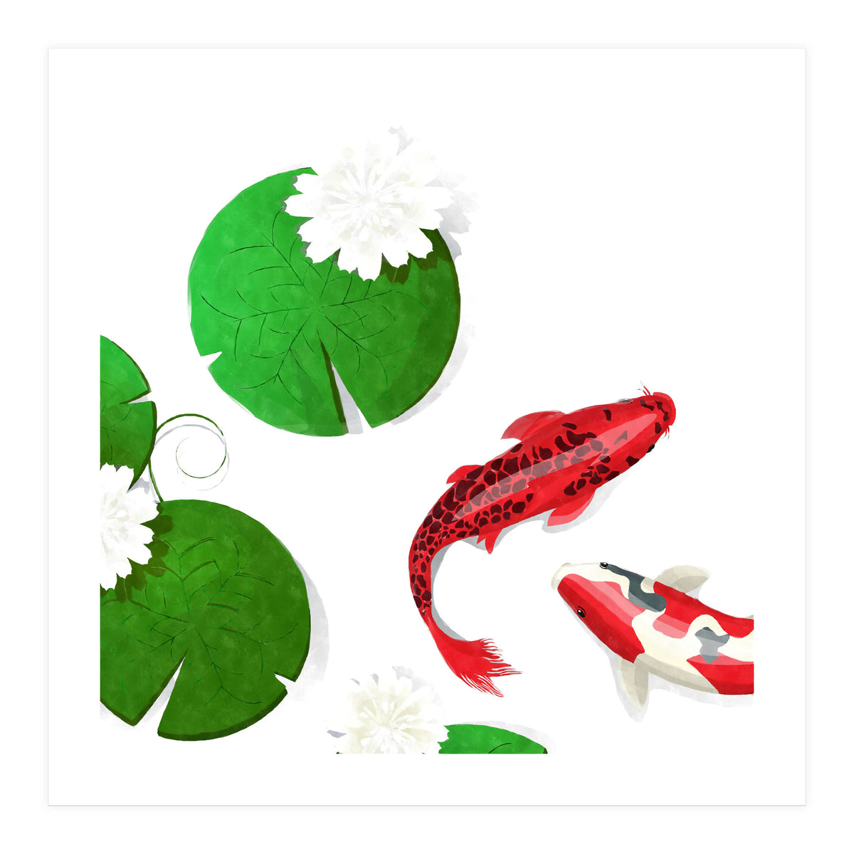 Watercolor Koi Fish Background (Print Only)