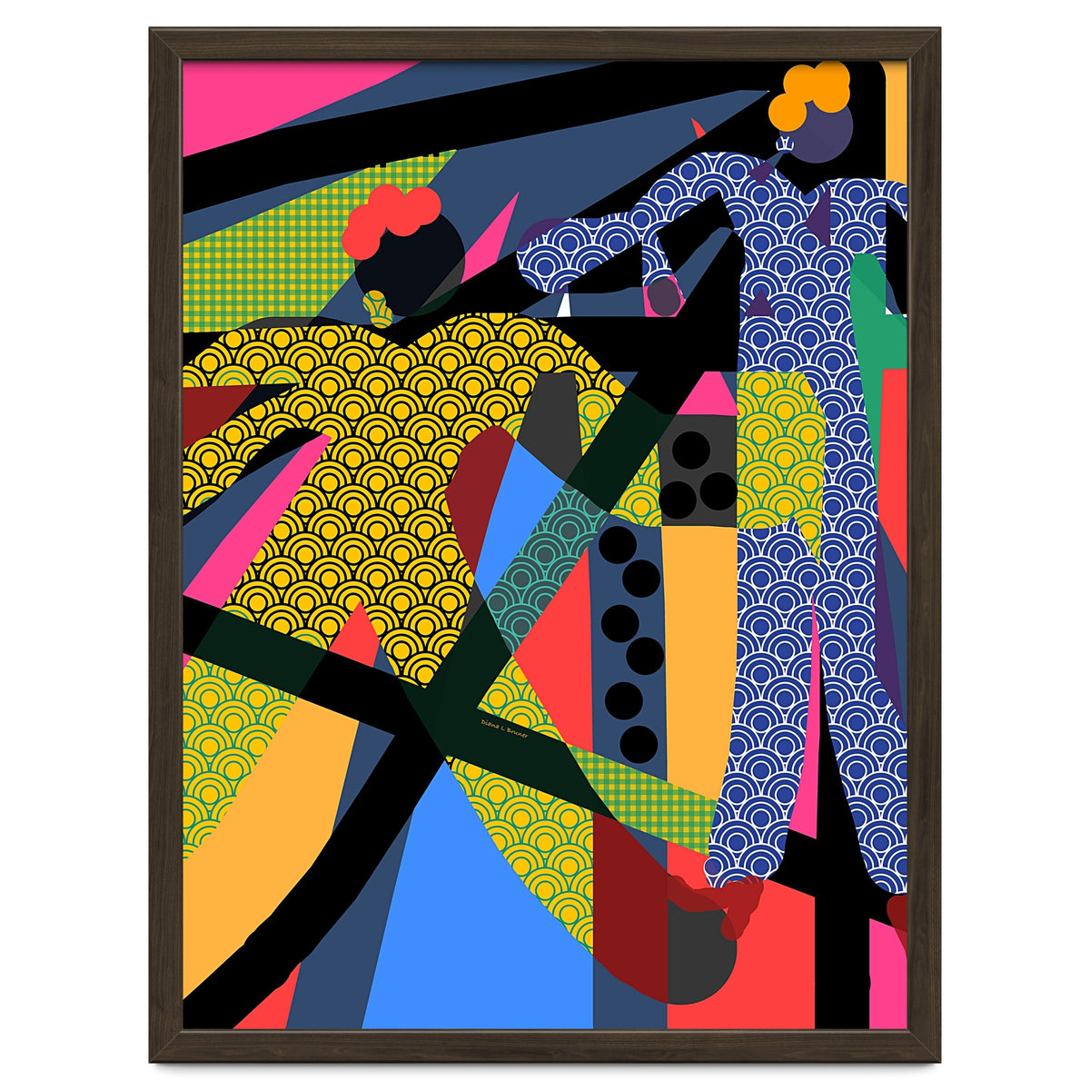 LADIES WEARING YELLOW AND BLUE PATTERNS