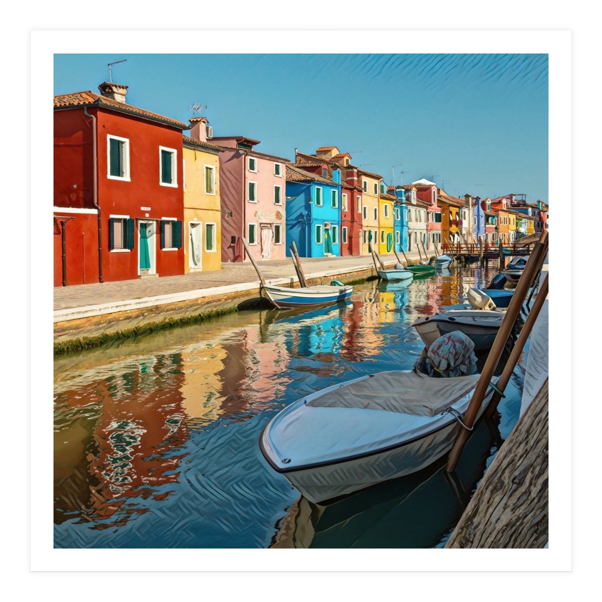 Boats In Venice Colorful Italy (Print Only)