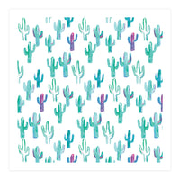 All Over Painted Cacti Mint And Pink (Print Only)