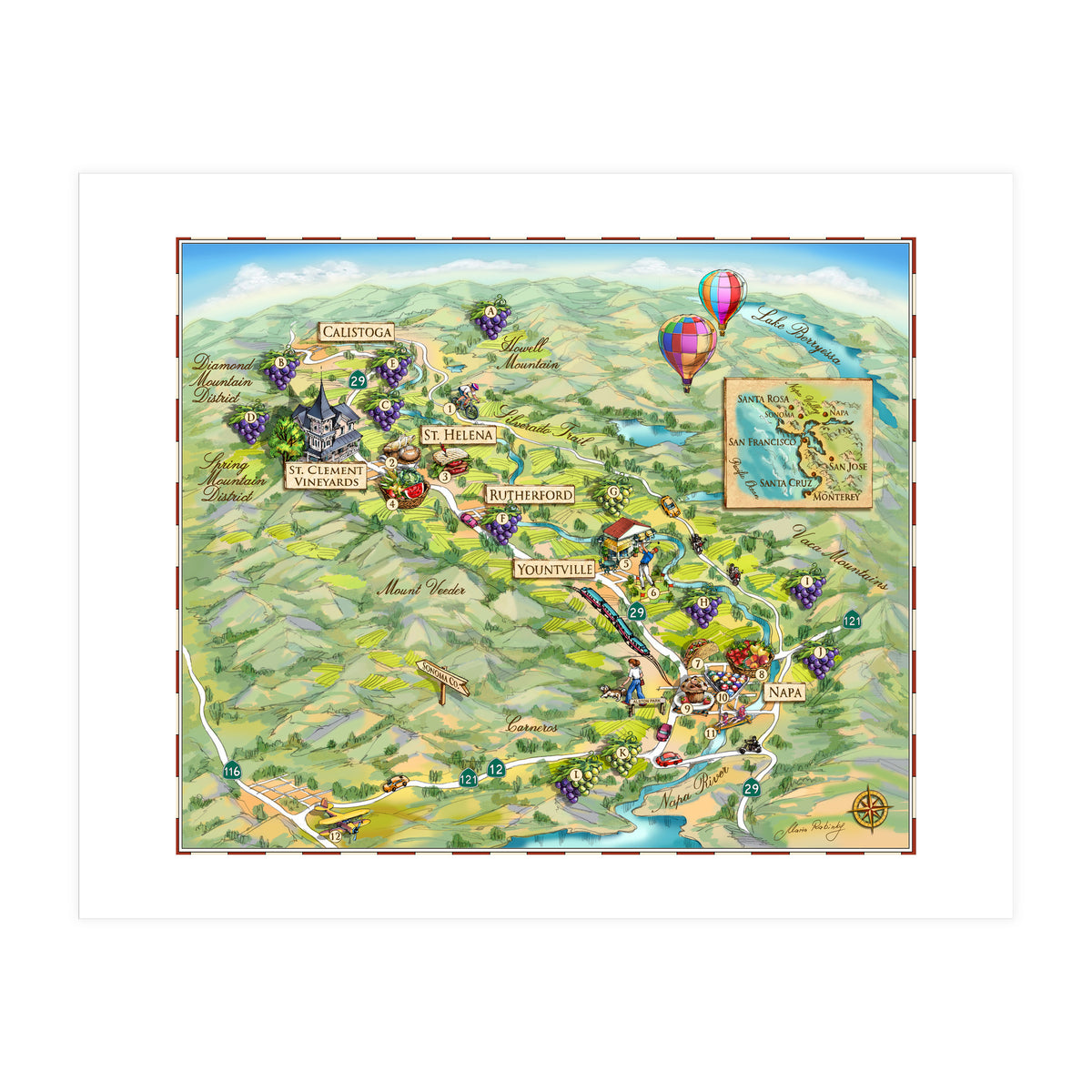 Napa Valley Illustrated Map (Print Only)