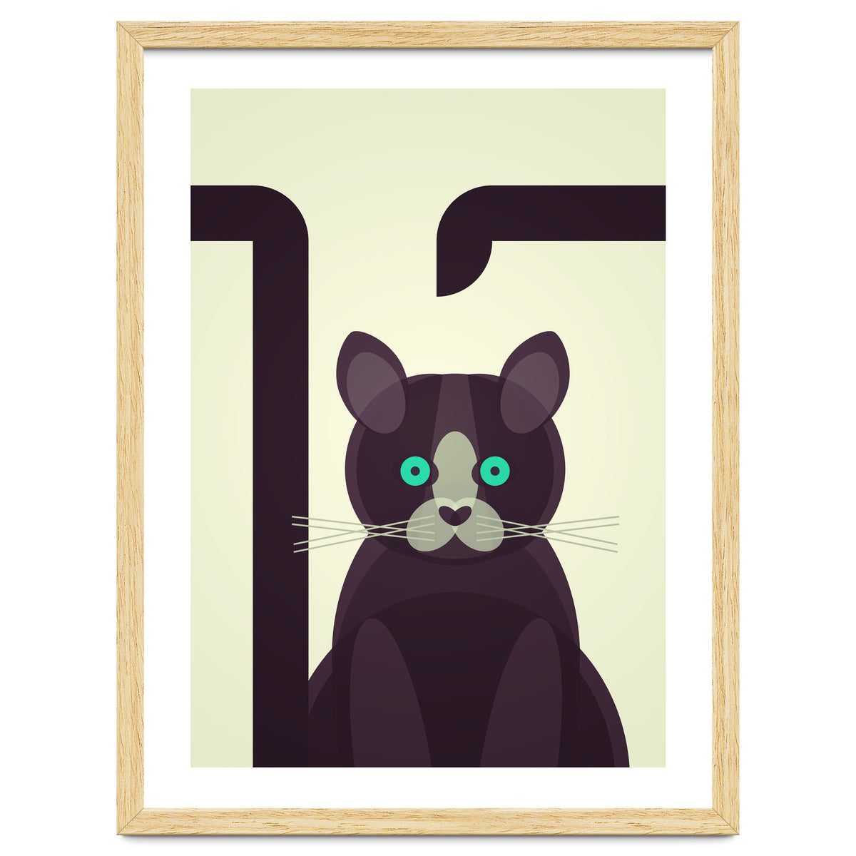 Mid Century Geometric Black Cat