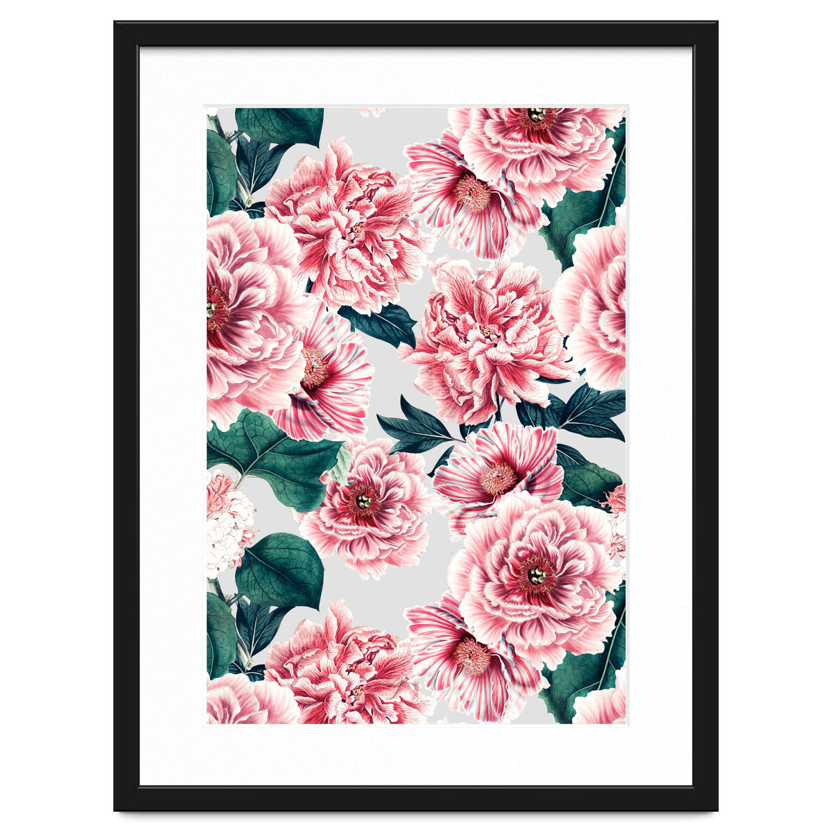 Pattern pink vintage peonies