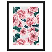 Pattern pink vintage peonies