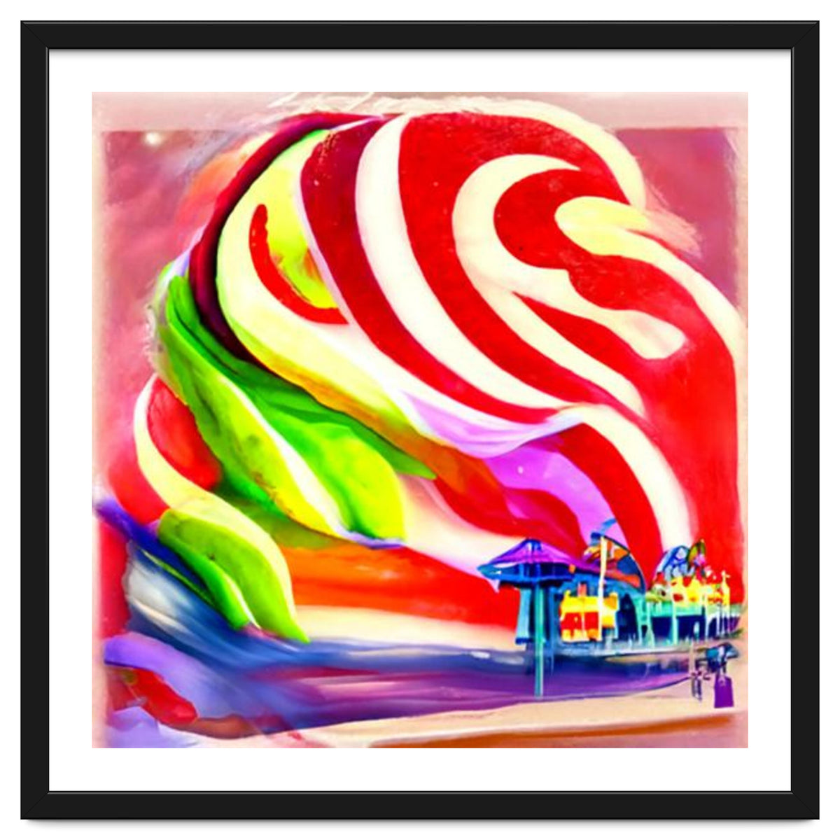 Santa Monica Pier swirly Candy AI Art