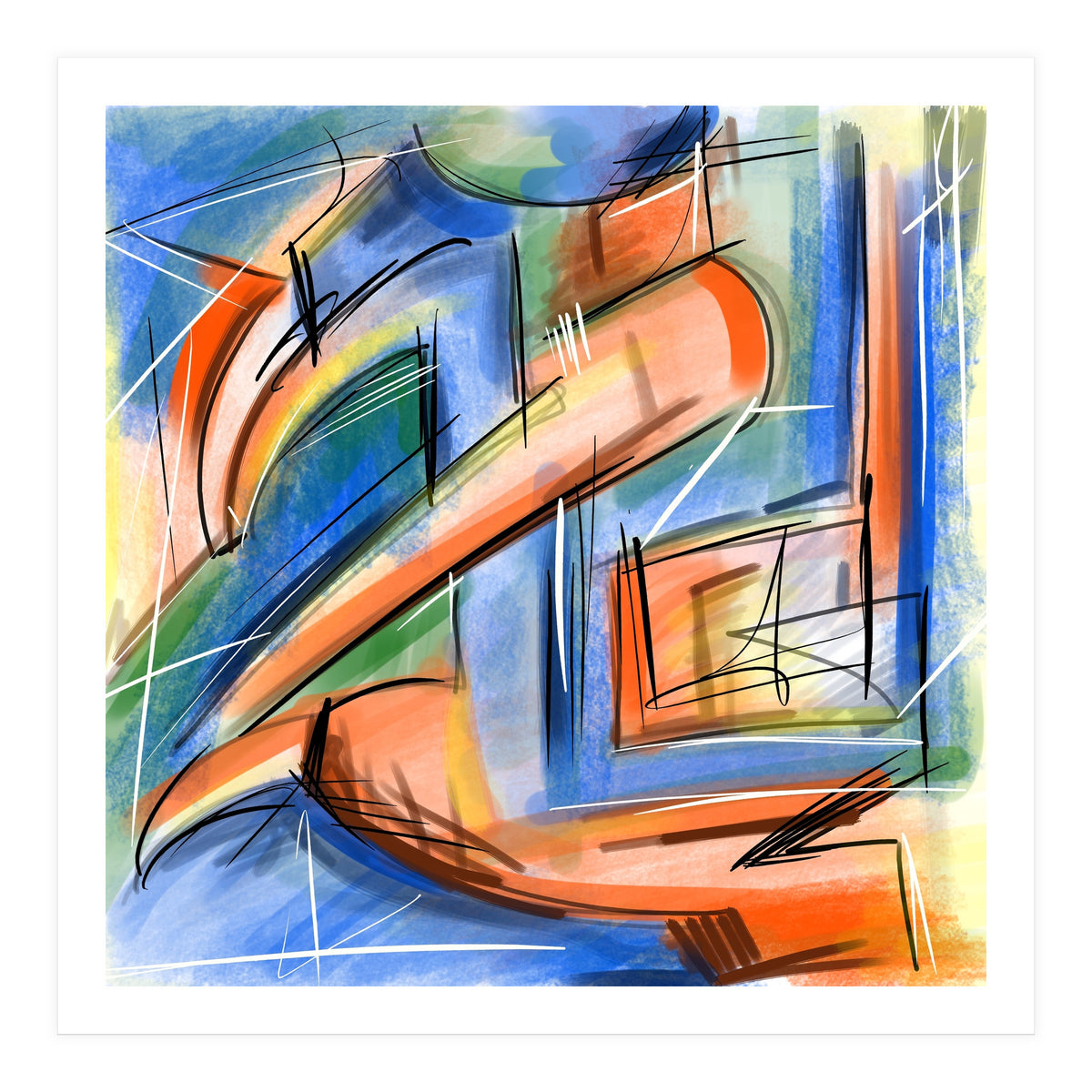 Emersions in blue and orange (Print Only)