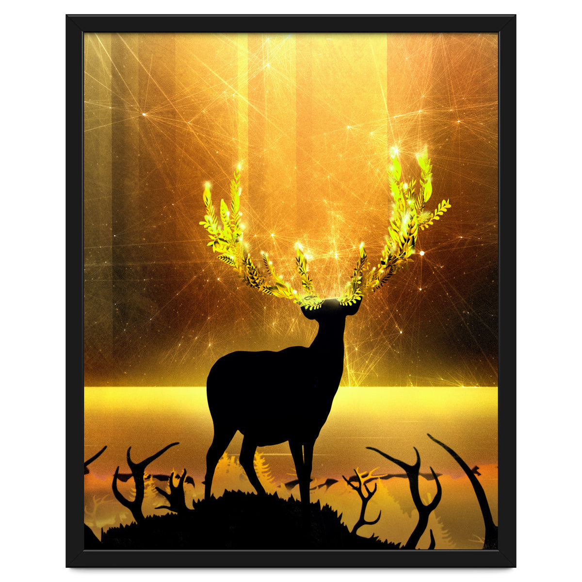 Greenery Deer Golden Sun