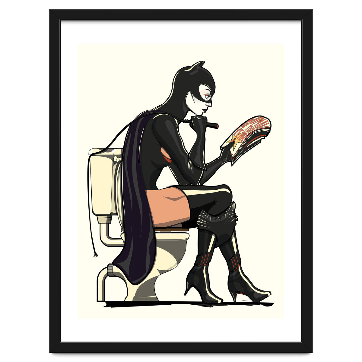 Catwoman on the Toilet, funny Bathroom Humour